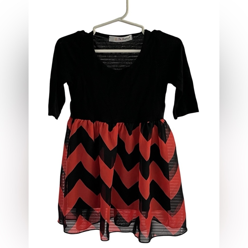 2T Be Inspired black pink chevron dress‎ with liner